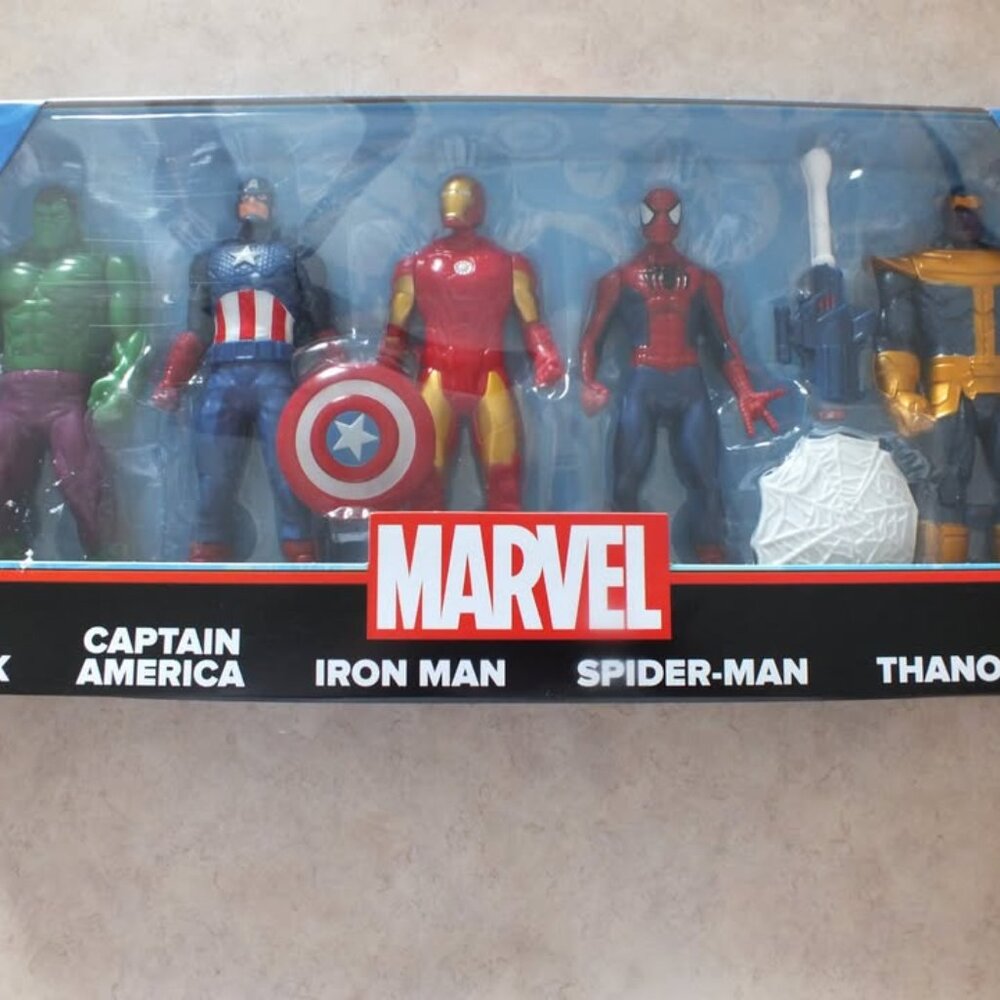 NEW Marvel (5) Action Figures 6" Spiderman Iron Man Capt America Hulk Thanos